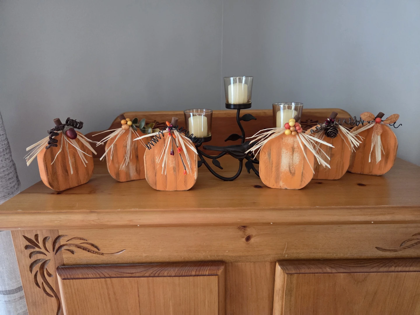Mini wooden pumpkins