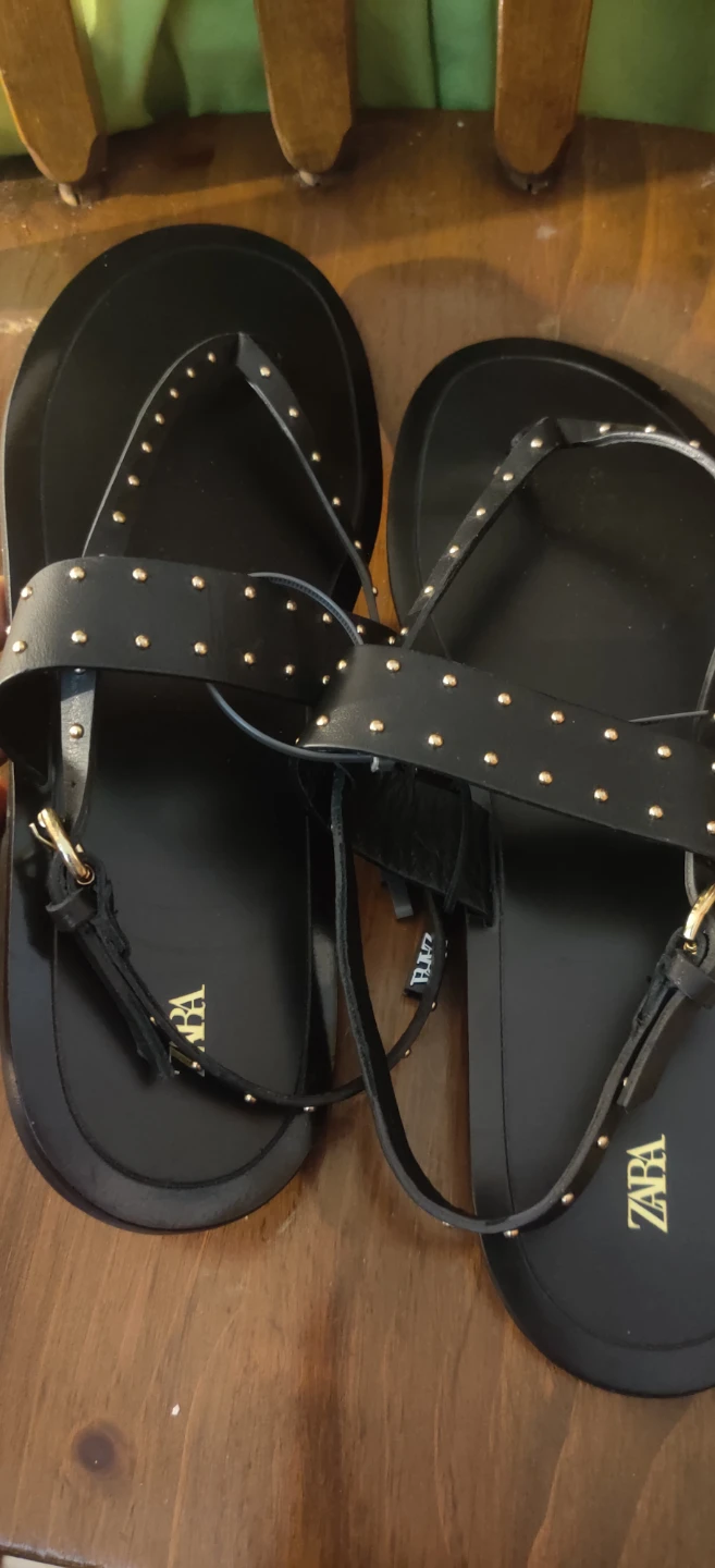ZARA Black Studded Flat Sandals