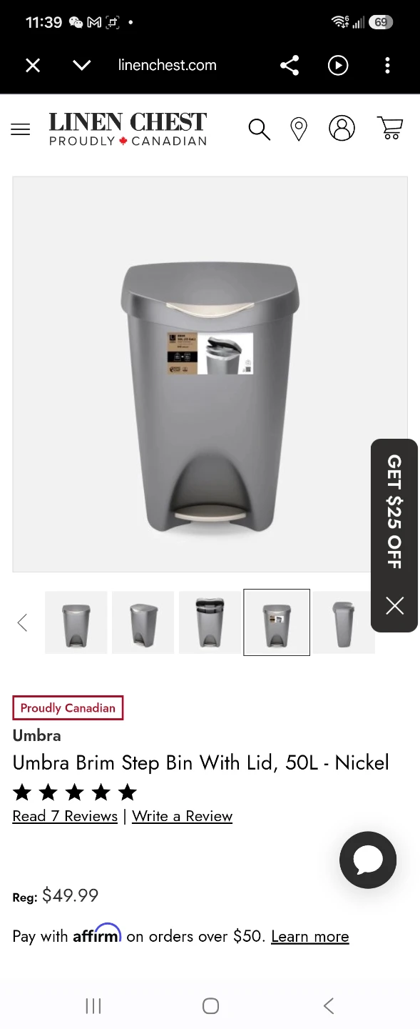 Umbra Brim Step Bin With Lid, 40L - Nickel - photo 5