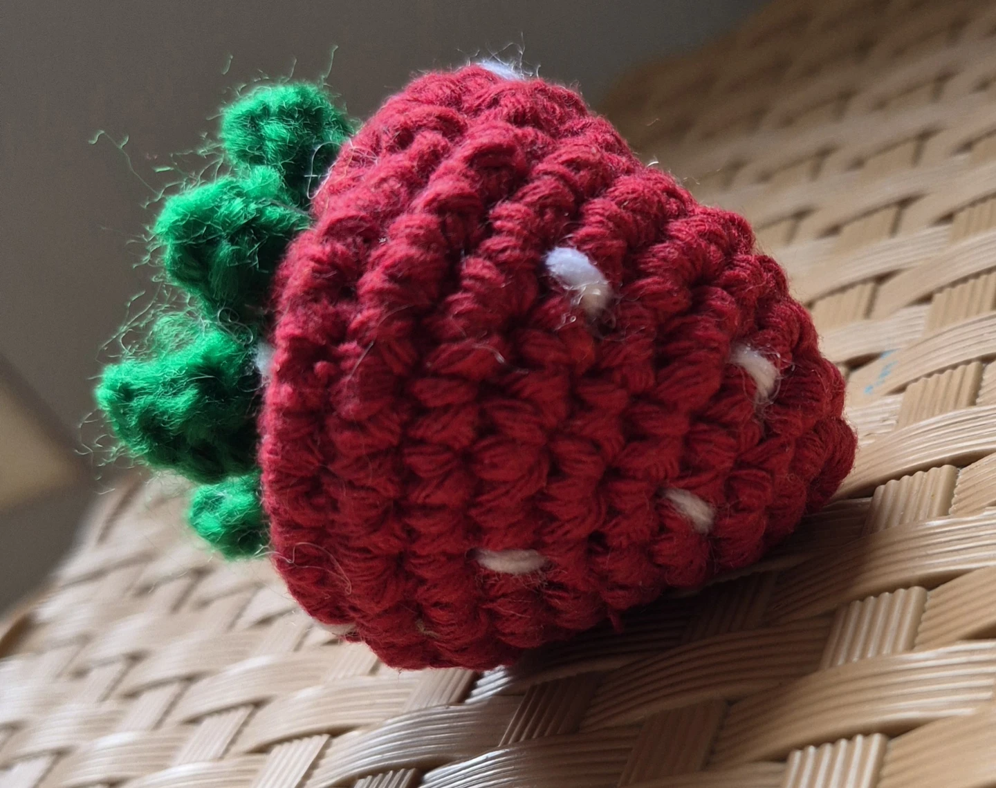 Crocheted Strawberry Keychain Charm