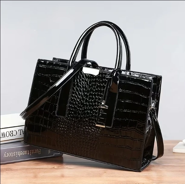 Crocodile Embossed Tote Handbag - photo 3
