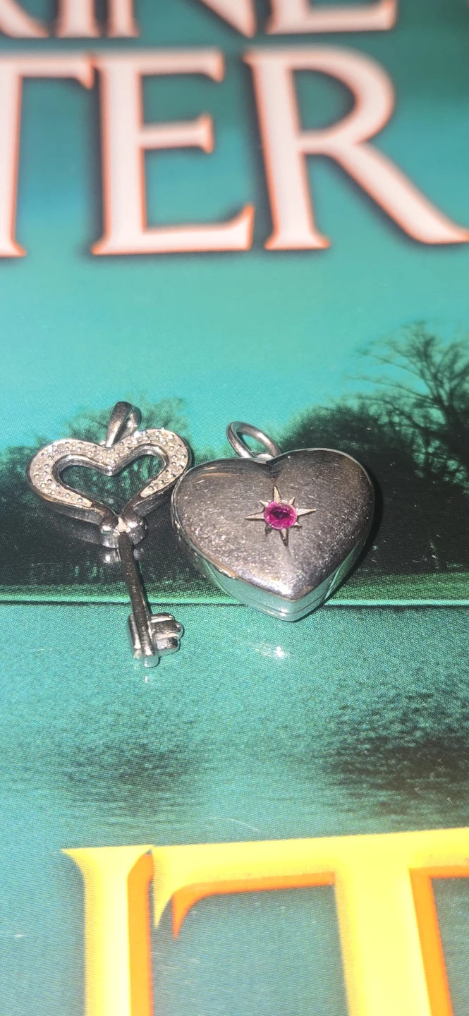 Two Sterling Silver Pendants: Heart Locket & Key