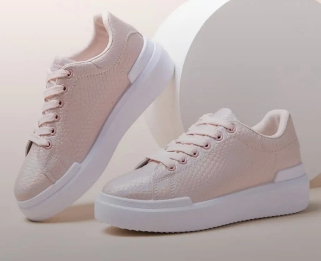 Pink snakeskin pattern platform sneakers - photo 4