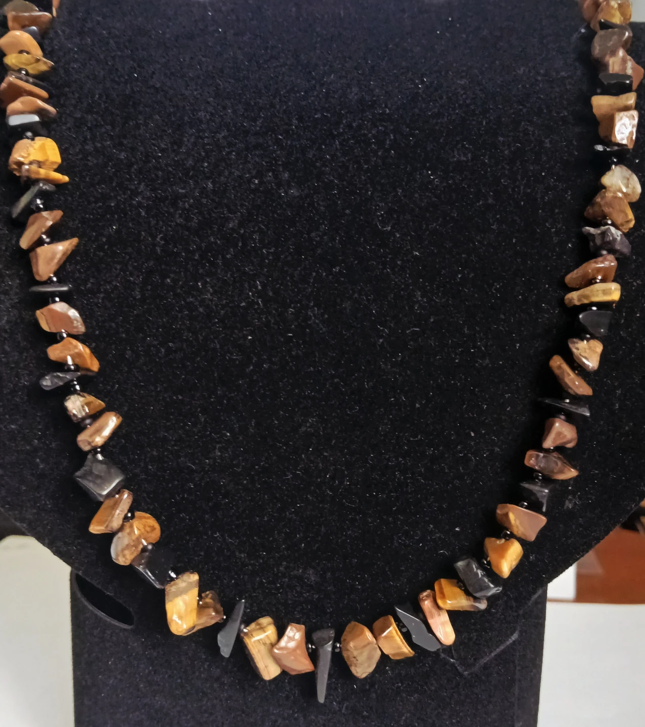 Tiger's Eye and Onyx Chip Bead Necklace - photo 3