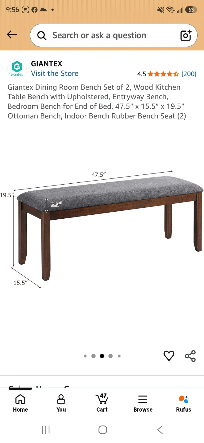 GIANTEX Dining Room Bench Set of 2