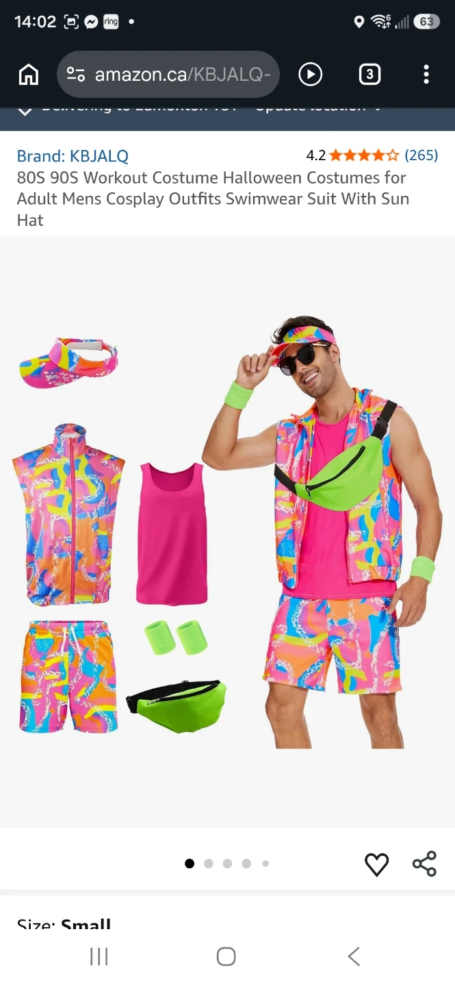 Small(fit in medium) 80s 90s Workout Costume Hallowee