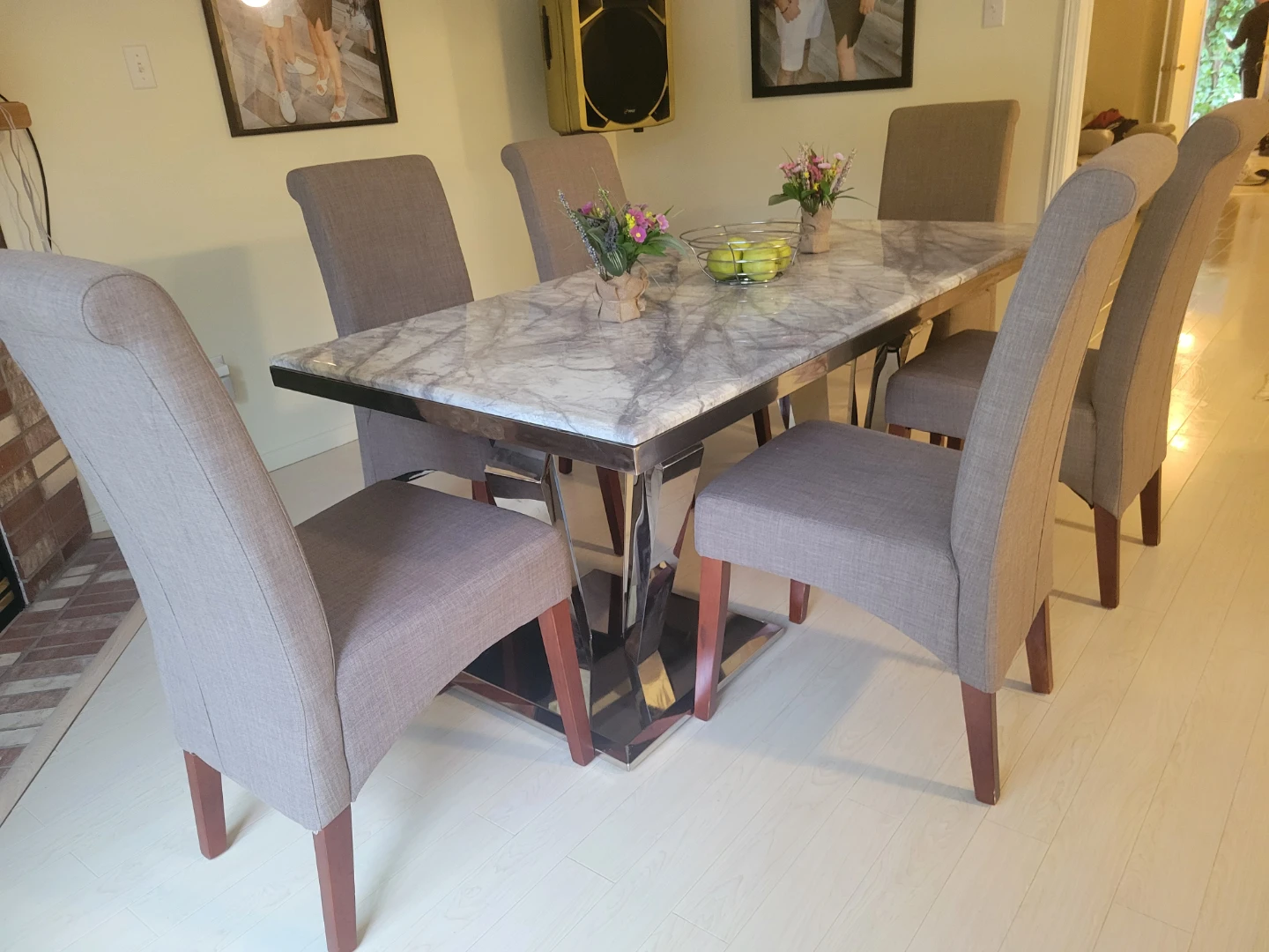 Marble Dining Table with 6 Chairs