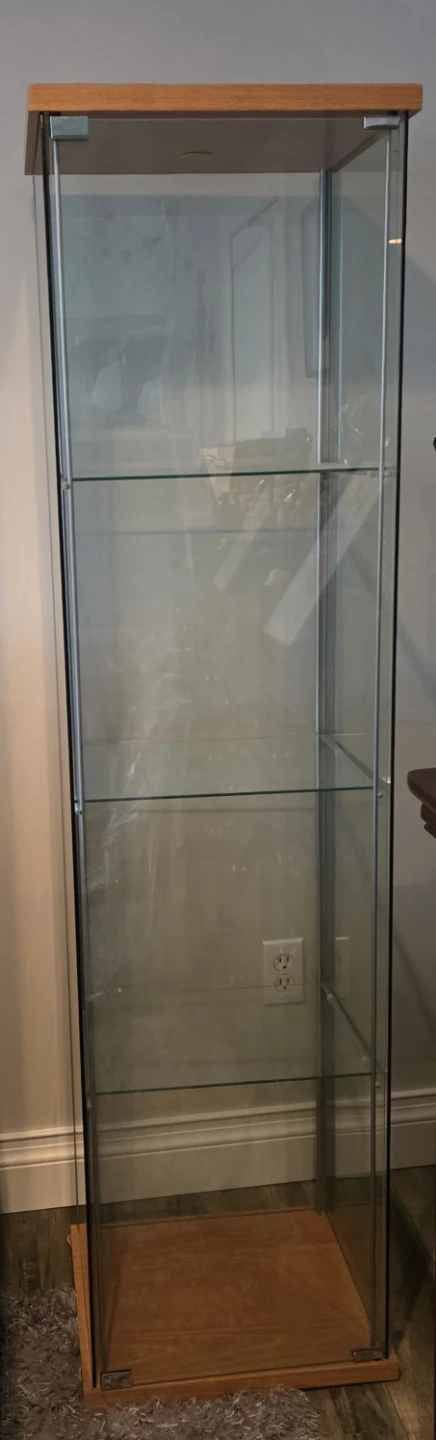 Glass Display Cabinet with Wood Accents