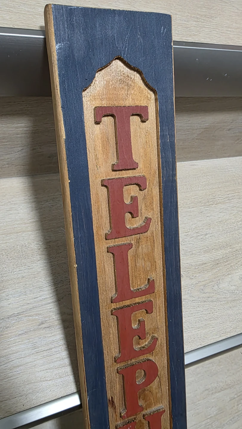 Vintage Wooden "TELEPHONE" Sign - photo 2
