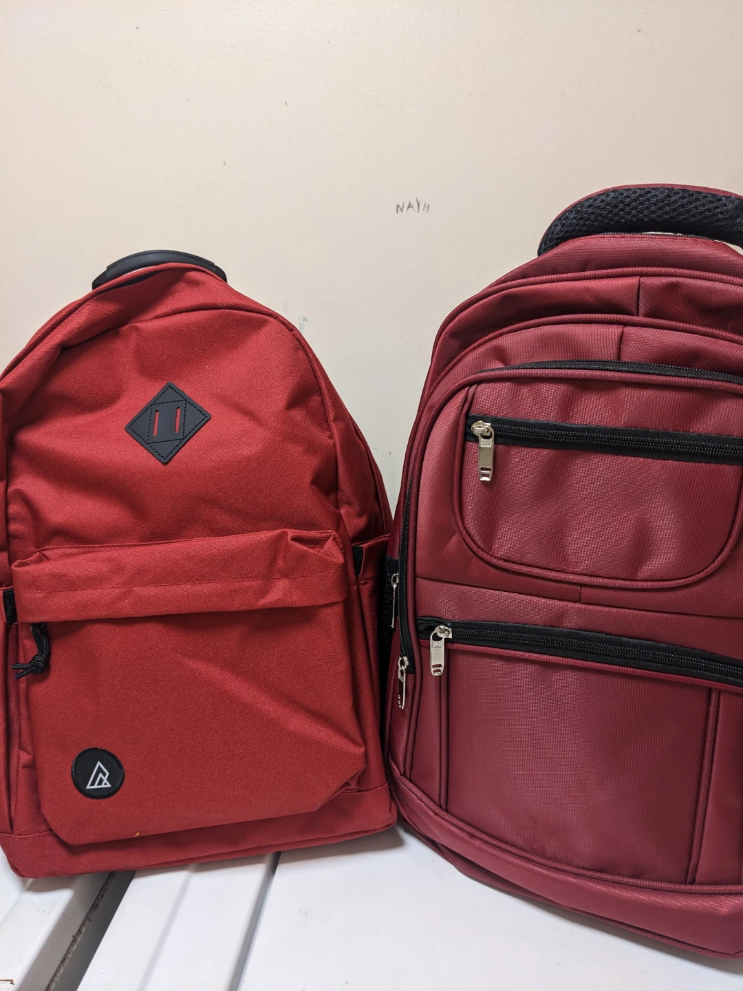 Two Red Backpacks