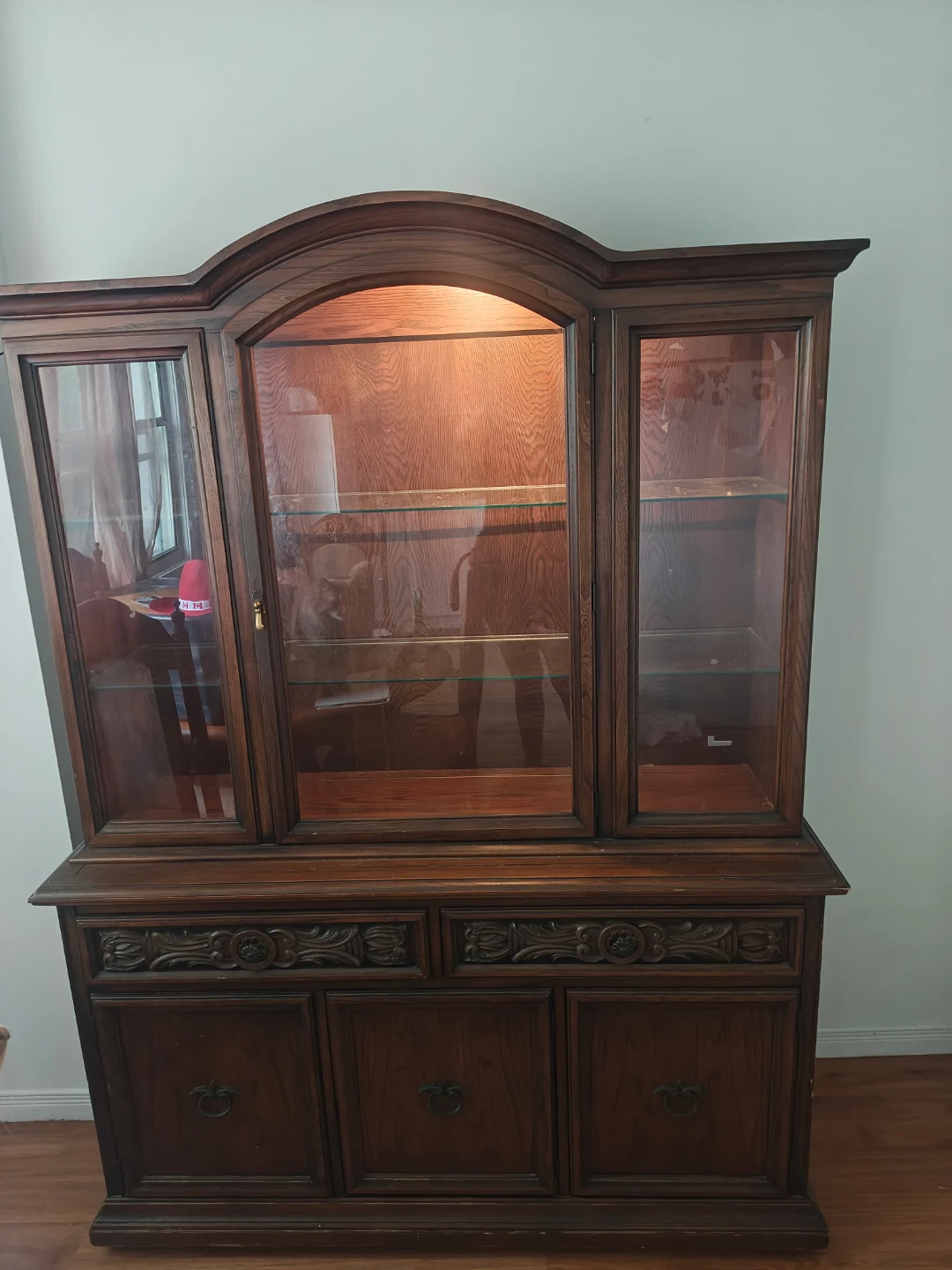 Wooden China Cabinet with Glass Doors