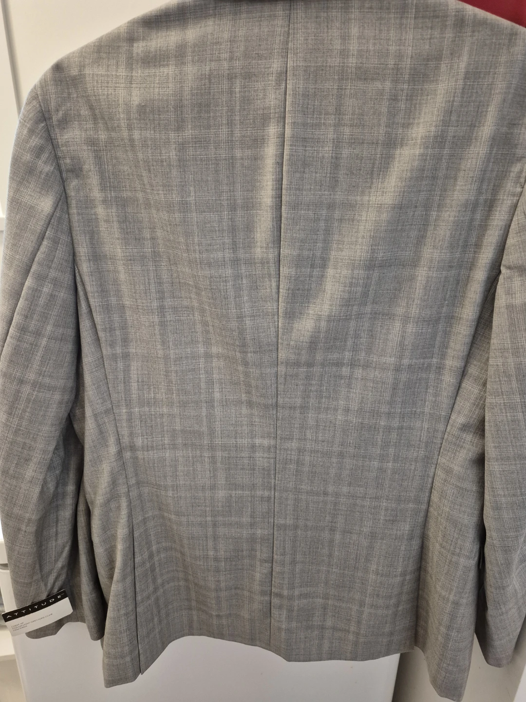 ATTITUDE Men's Light Grey Plaid Wool Blazer