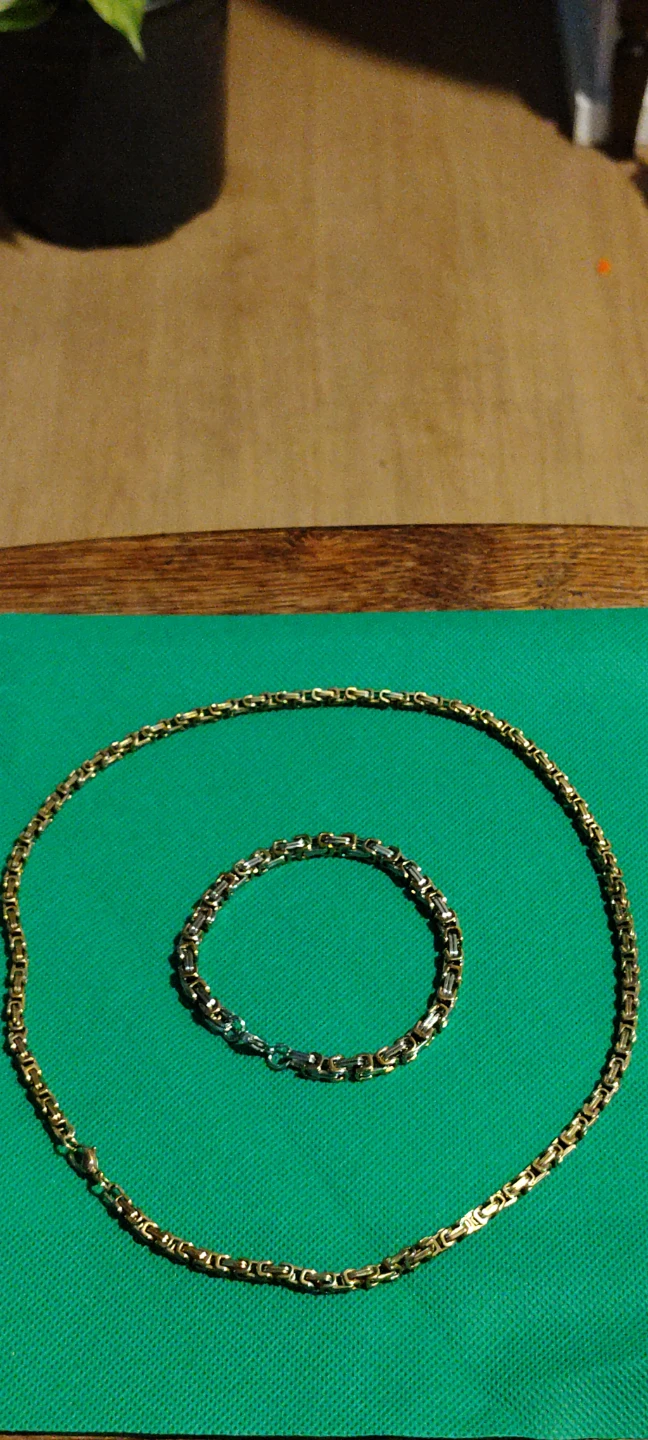 Gold coloured necklace and bracelet set - photo 4