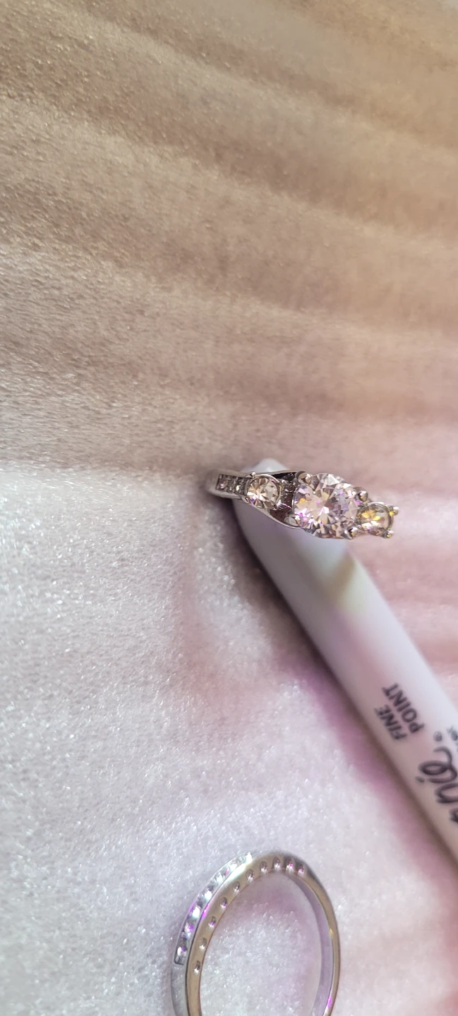 Silver-tone ring with clear stones - photo 2
