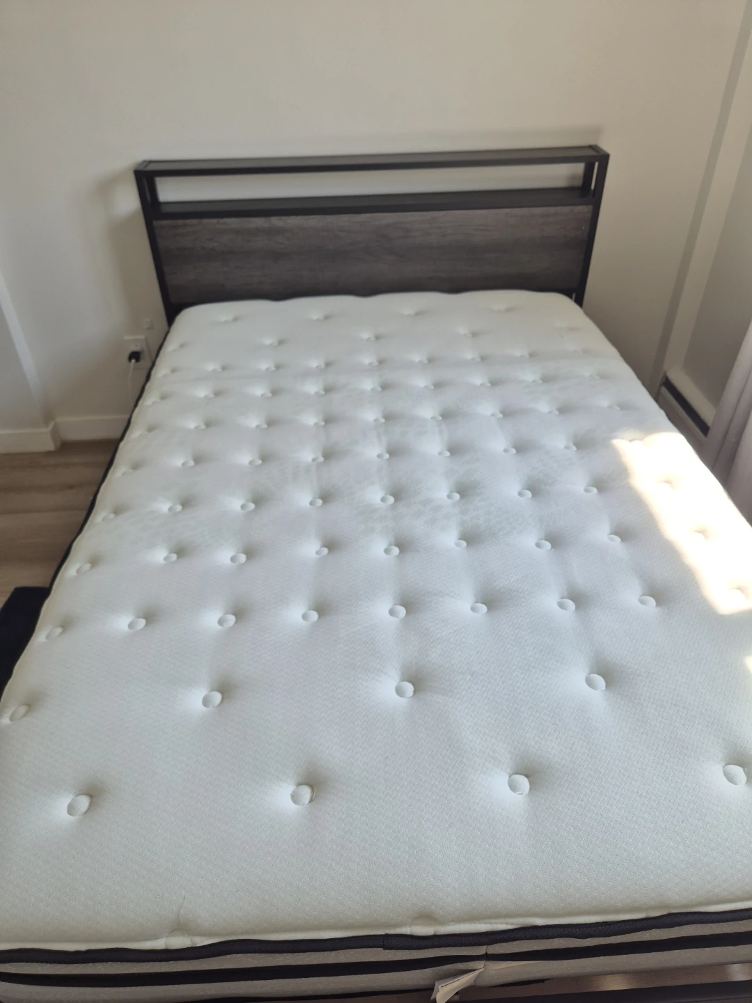 White Tufted Mattress and Bedframe