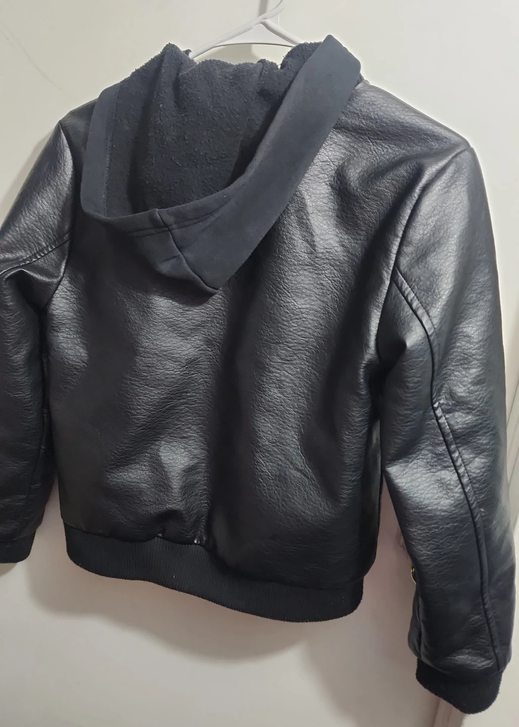 GUESS Black Faux Leather Hooded Jacket - photo 2