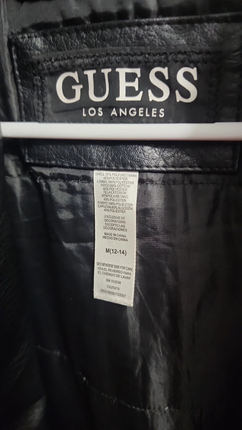 GUESS Black Faux Leather Hooded Jacket - photo 3