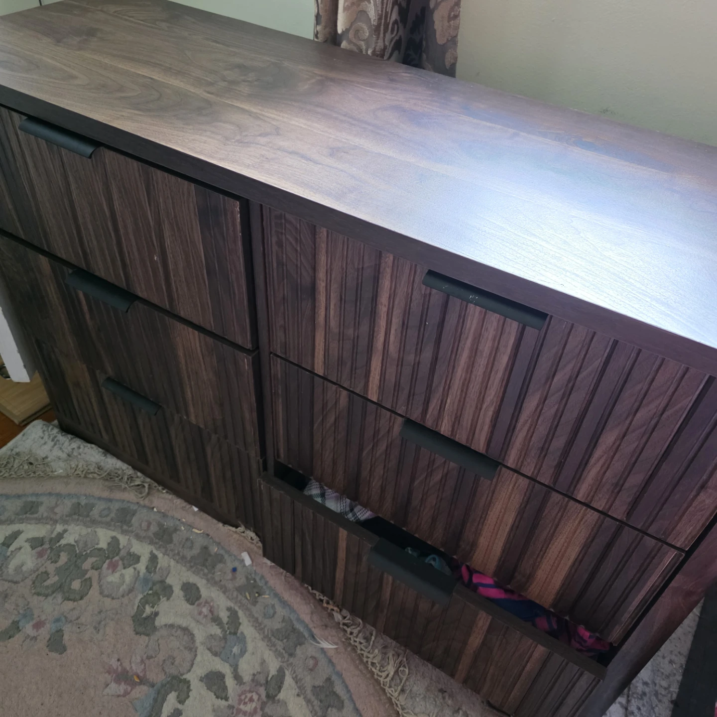 Dark Wood modern Dresser fluted style with 6 Drawers - photo 4