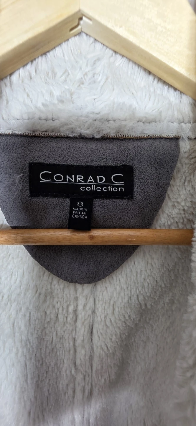 Conrad C Women's Grey Faux Suede Sherpa Lined Jacket Size S - photo 2