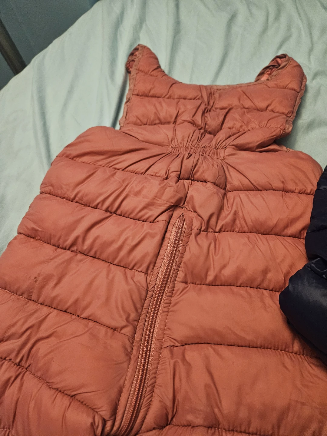 Quilted Puffer Snowsuit and Vest Set - Navy and Coral - photo 4