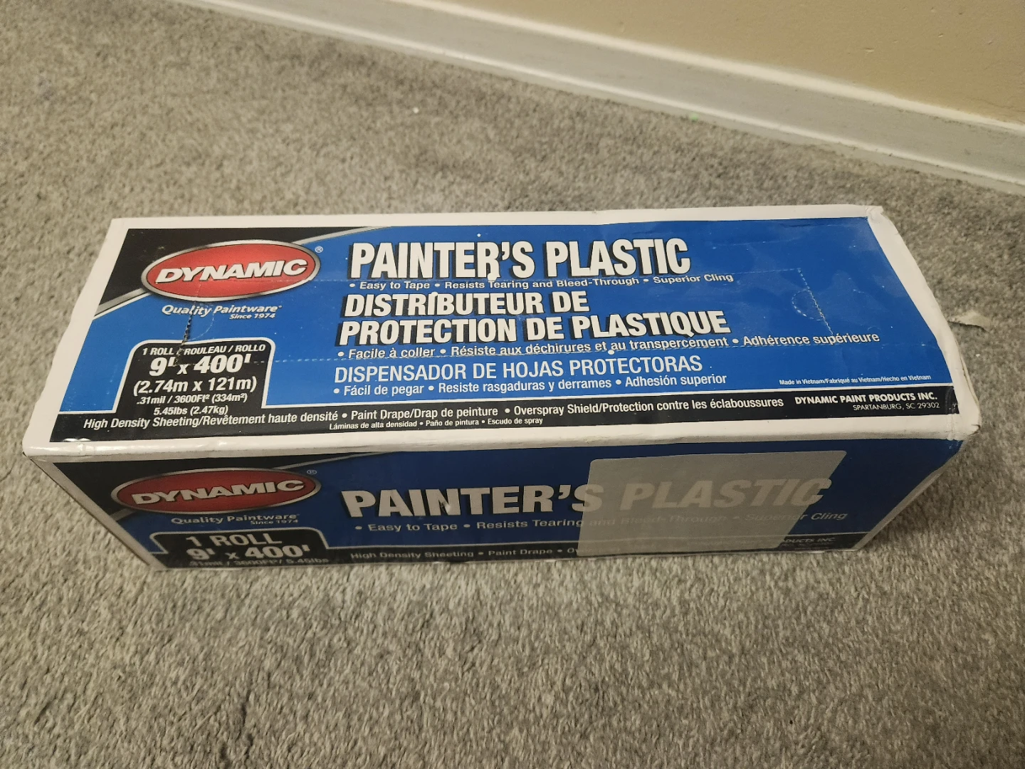 Dynamic Painter's Plastic box of sheeting and Tape - 9' x 400'