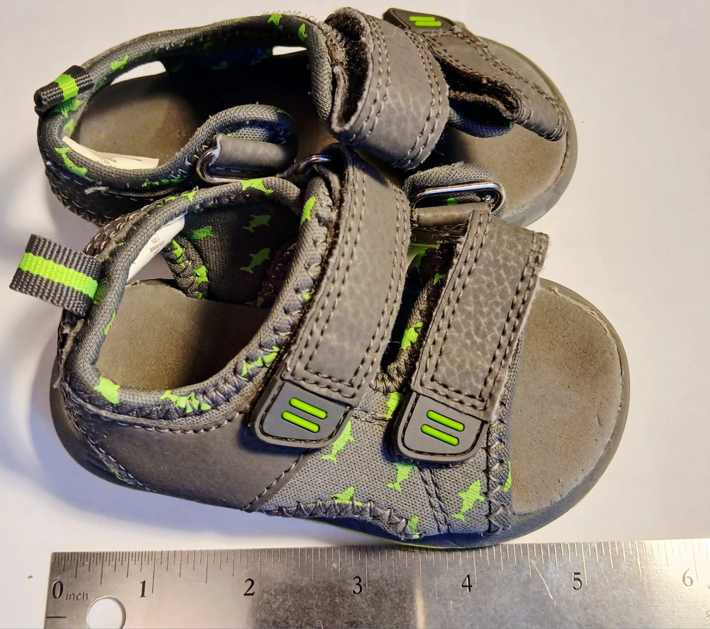 Kids Grey & Green Shark Sandals - photo 2
