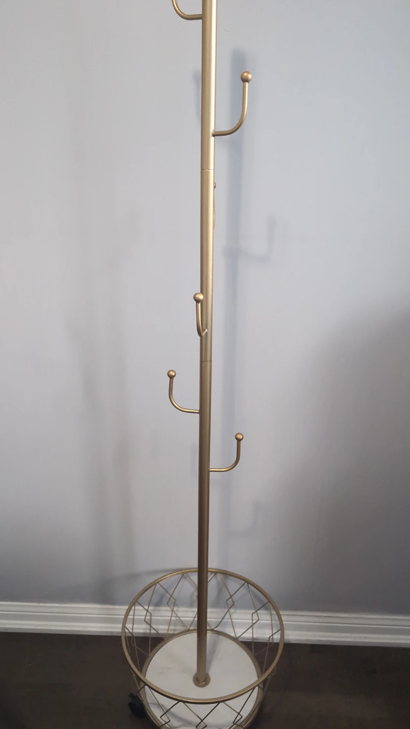 Gold Coat Rack with Basket Base