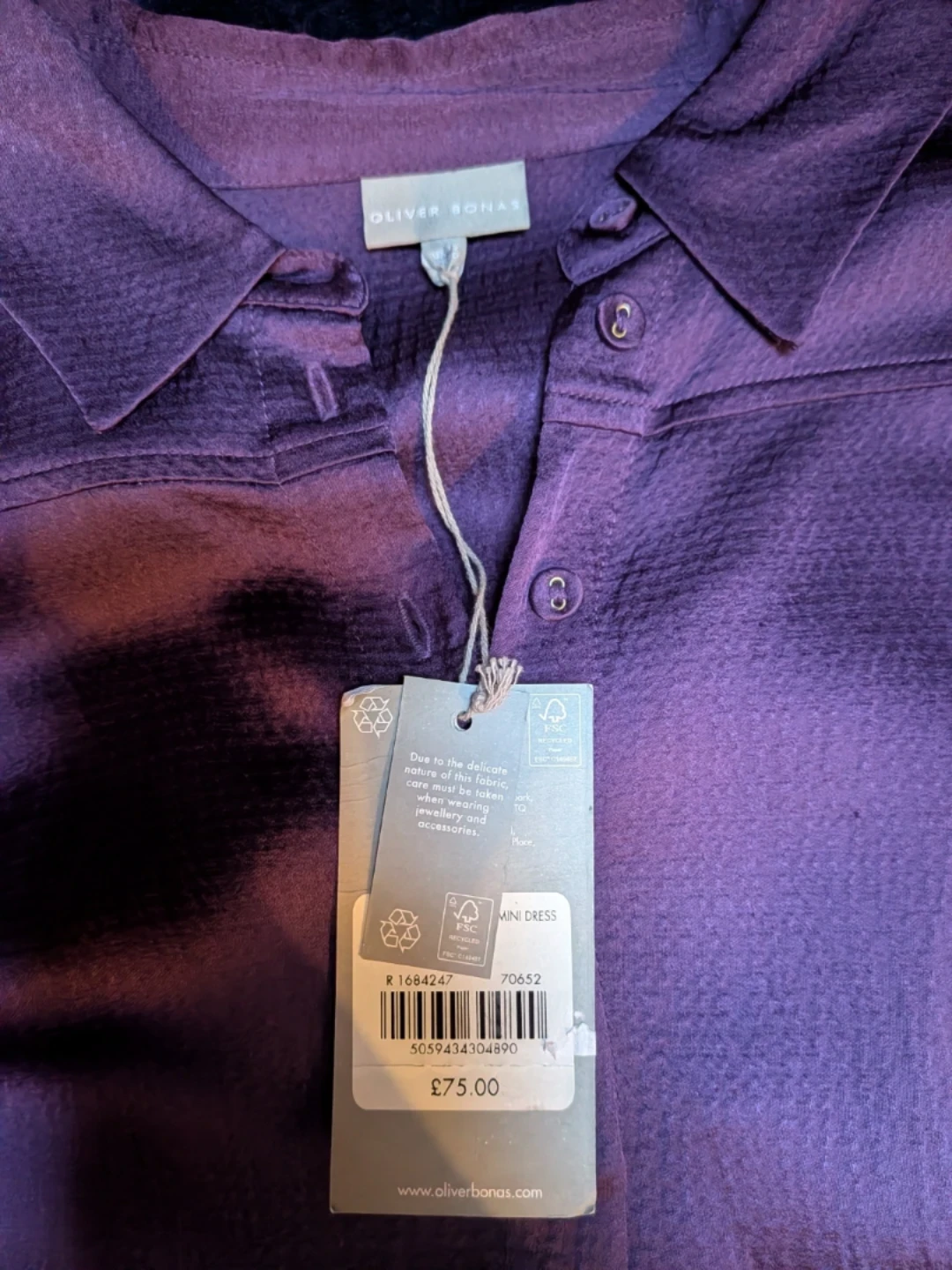 Oliver Bonas Purple Satin Mini Dress - Size 12 - photo 3