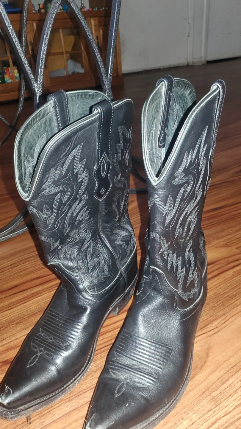 Tony Lama Black Leather Cowboy Boots