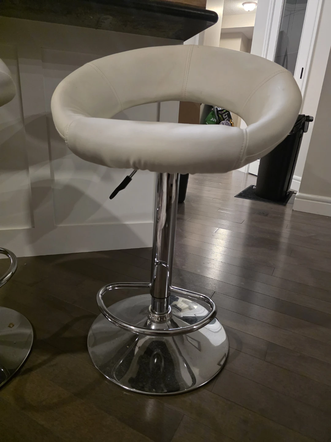 White Faux Leather Adjustable Bar Stool - photo 4