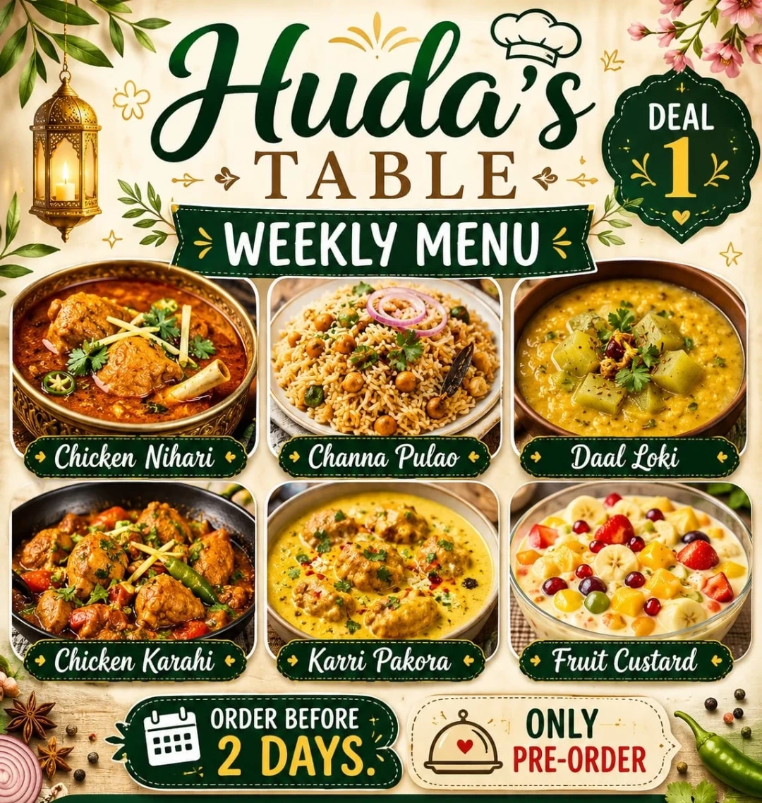 Huda's Table Weekly Menu