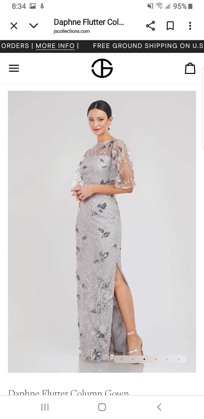 JS Collections silver flutter sleeve full length evening gown - photo 2