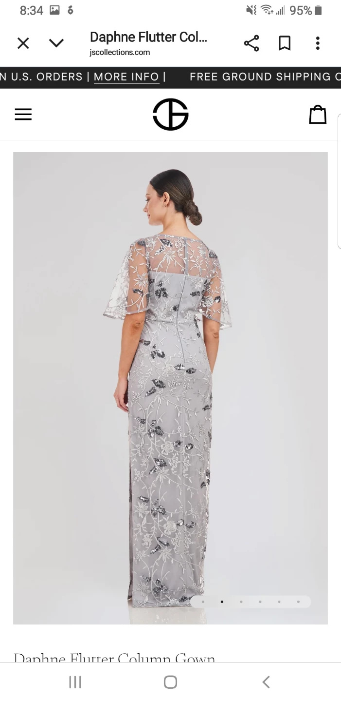 JS Collections silver flutter sleeve full length evening gown - photo 3