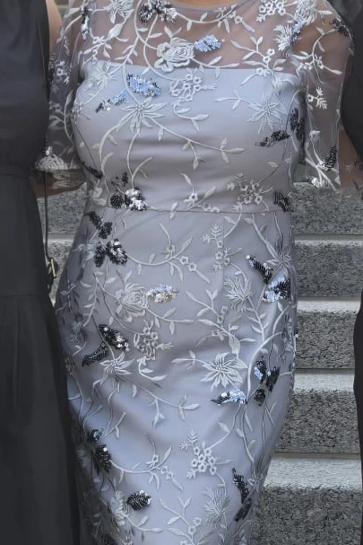 JS Collections silver flutter sleeve full length evening gown - photo 4