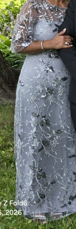 JS Collections silver flutter sleeve full length evening gown - photo 5