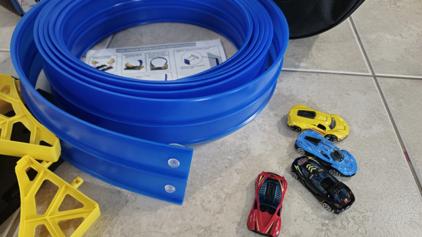 Dreamon Car Track Set with 4 Cars and Storage Bag - photo 5