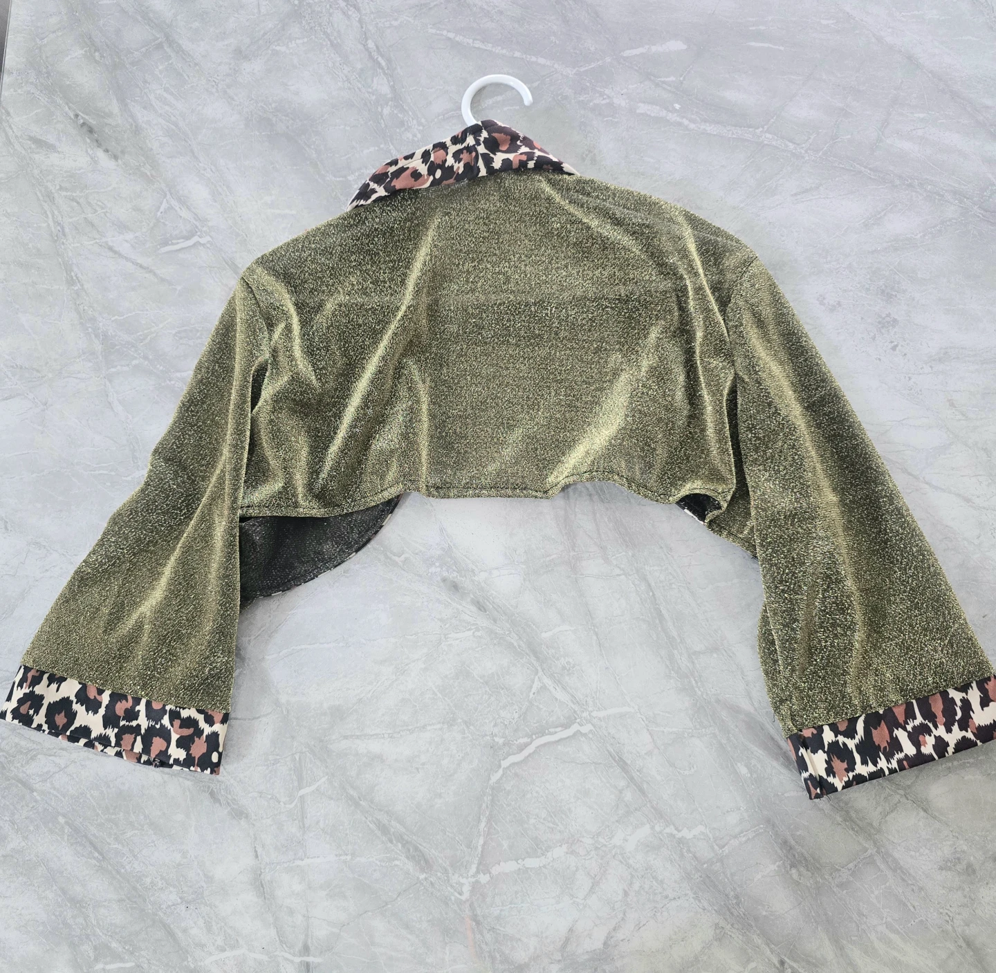 Gold Glitter Mesh Leopard Trim Bolero XXL - photo 4