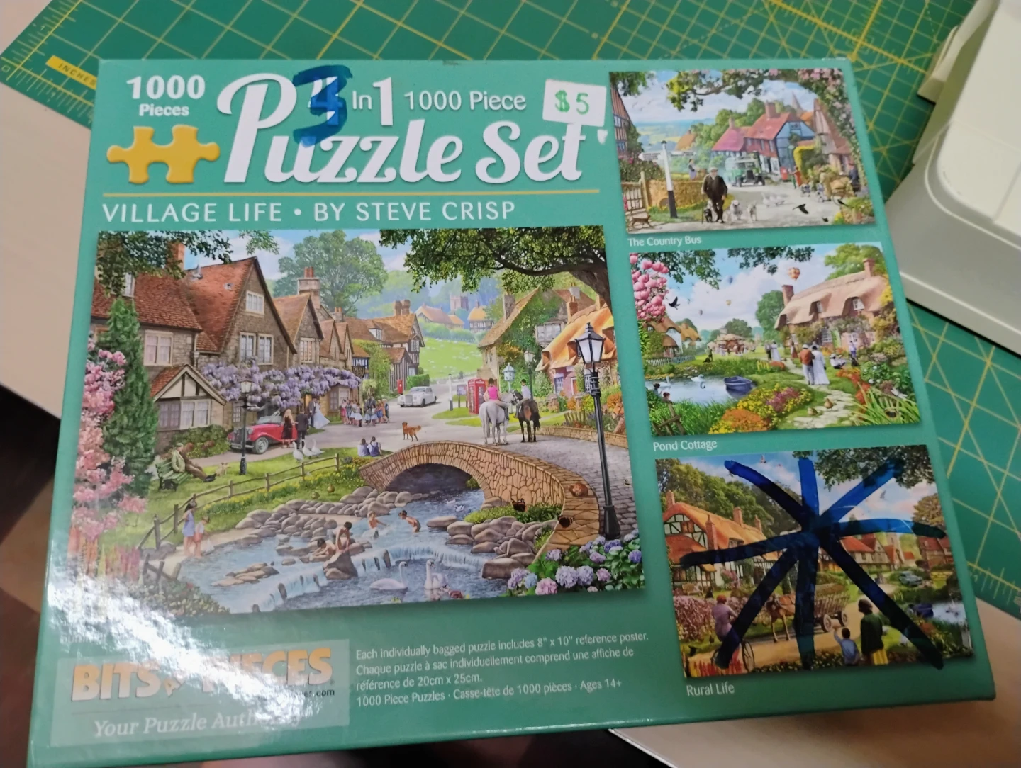 3 1000-piece puzzles: countryside themed