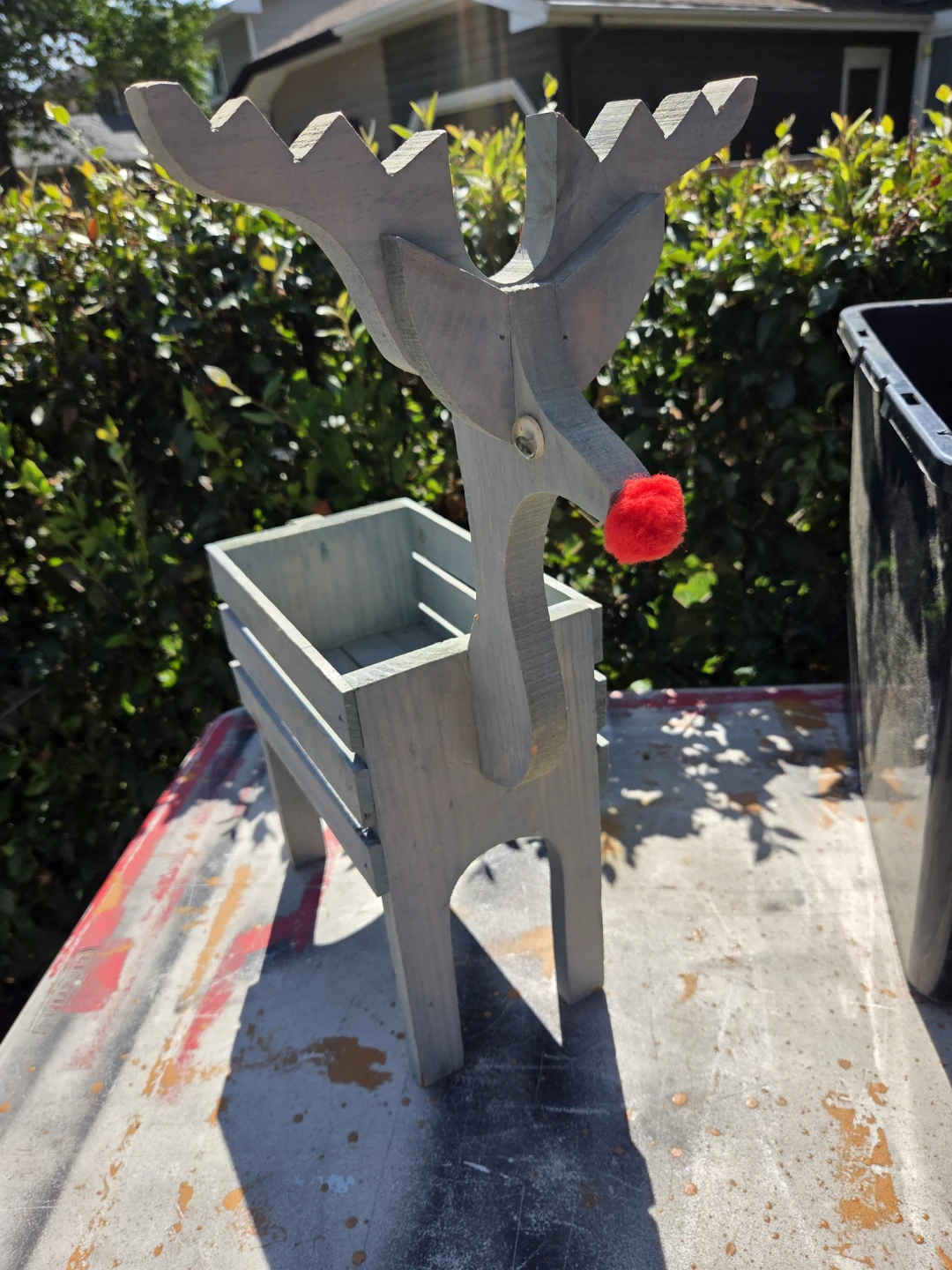 Wooden Reindeer Planter