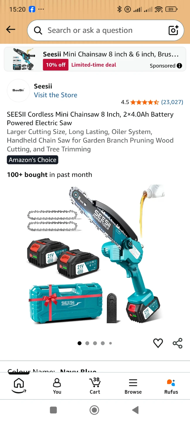 SEESII Mini Cordless Chainsaw 8-inch