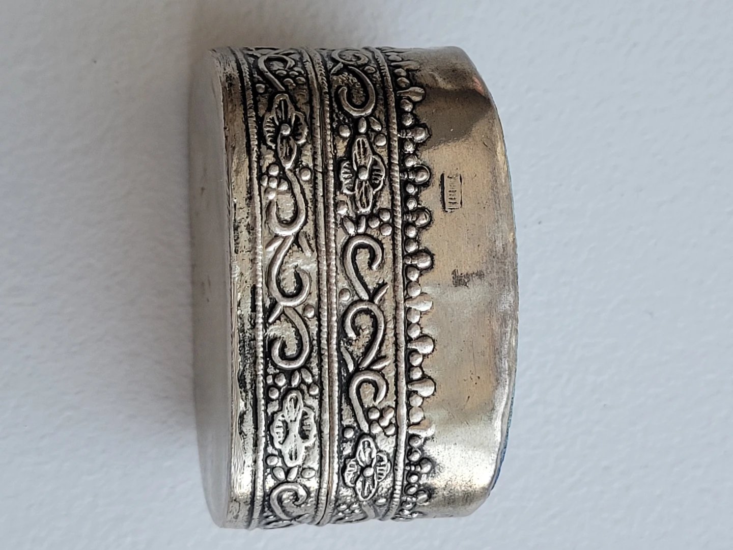 Vintage Chinese Shard Ring Box.  Chinoiserie Silver Box - photo 3