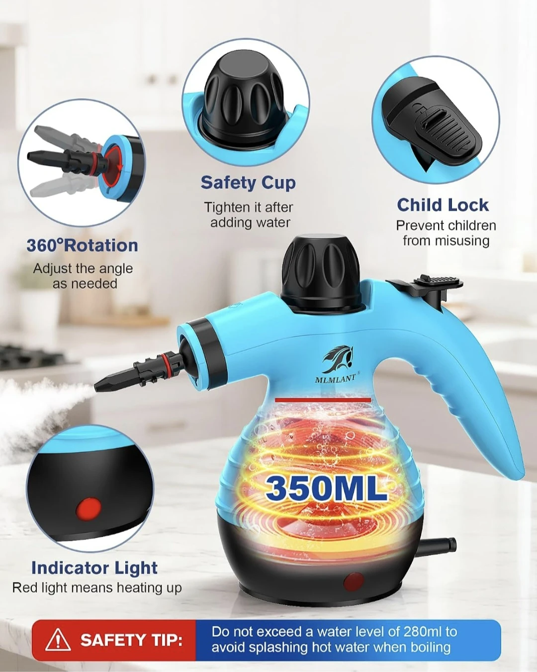 MLMLANT Blue Handheld Steam Cleaner 1050W - photo 5