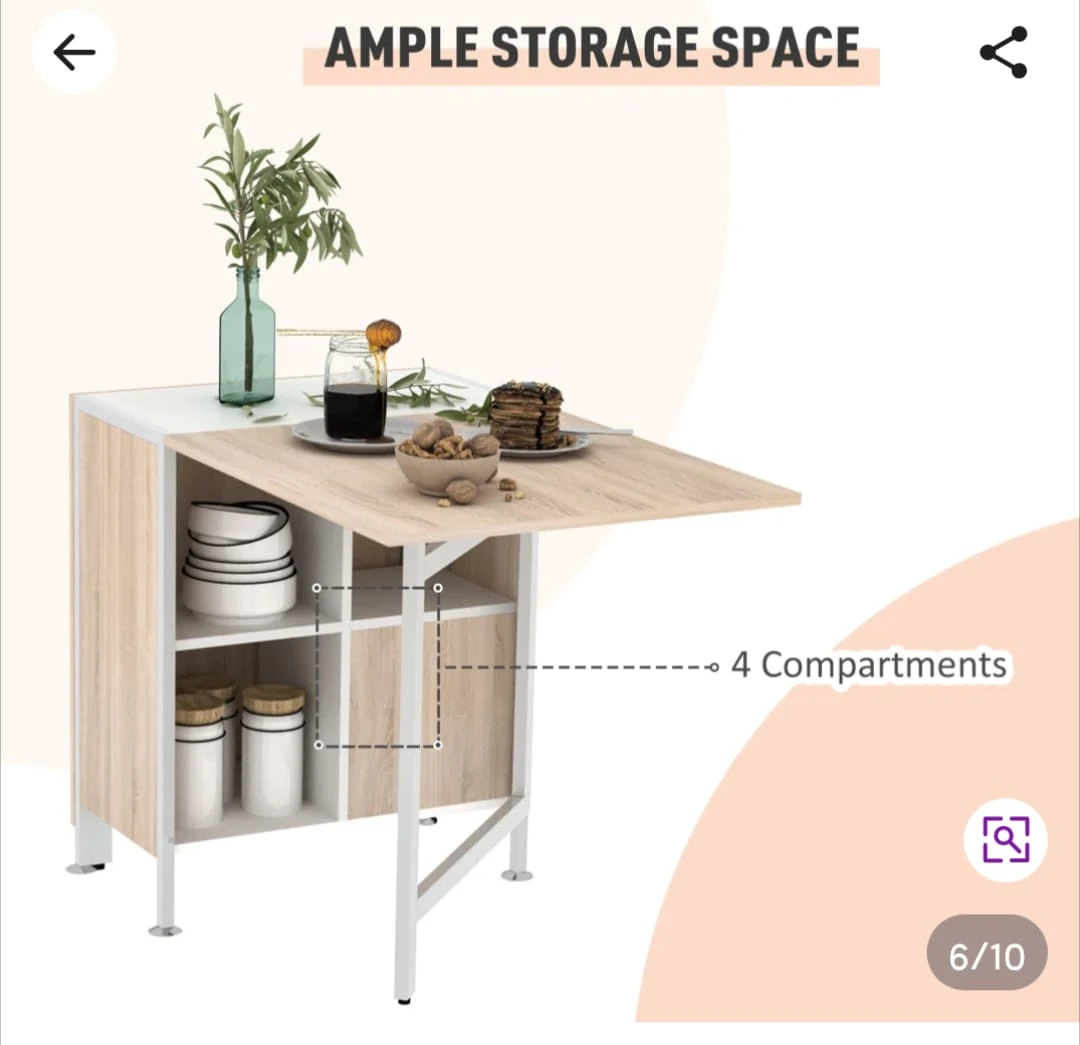 Folding Dining Table with Storage - photo 2
