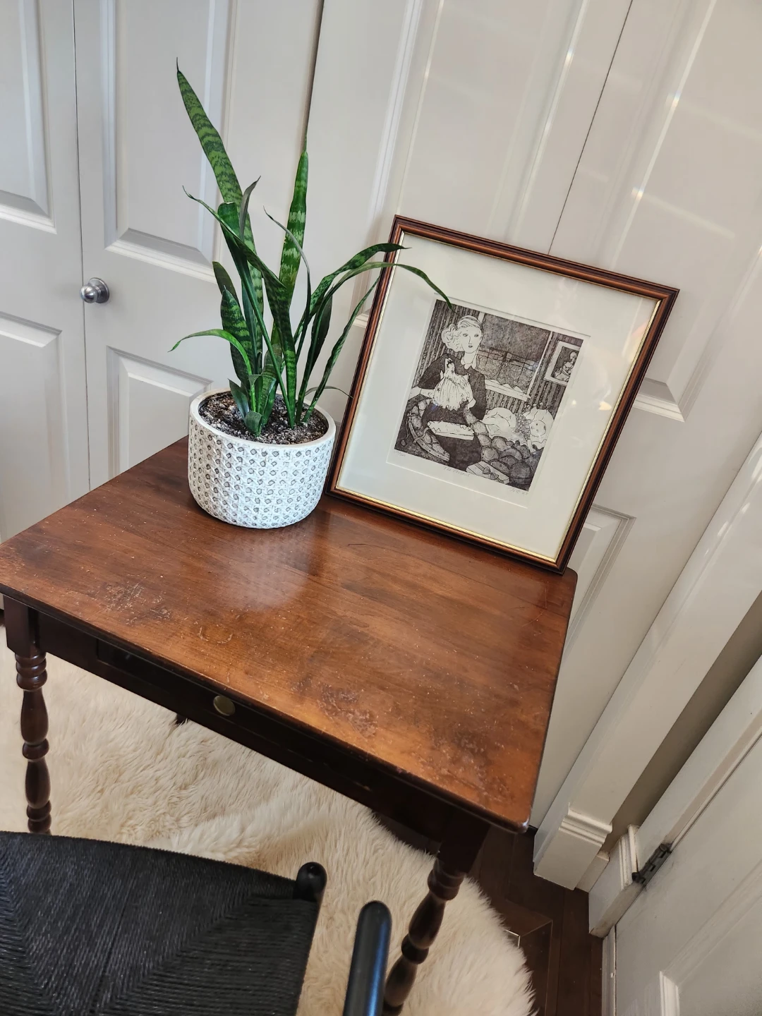 Solid wood OL TIMEY Wooden Side Table OR desk with Drawer - photo 4