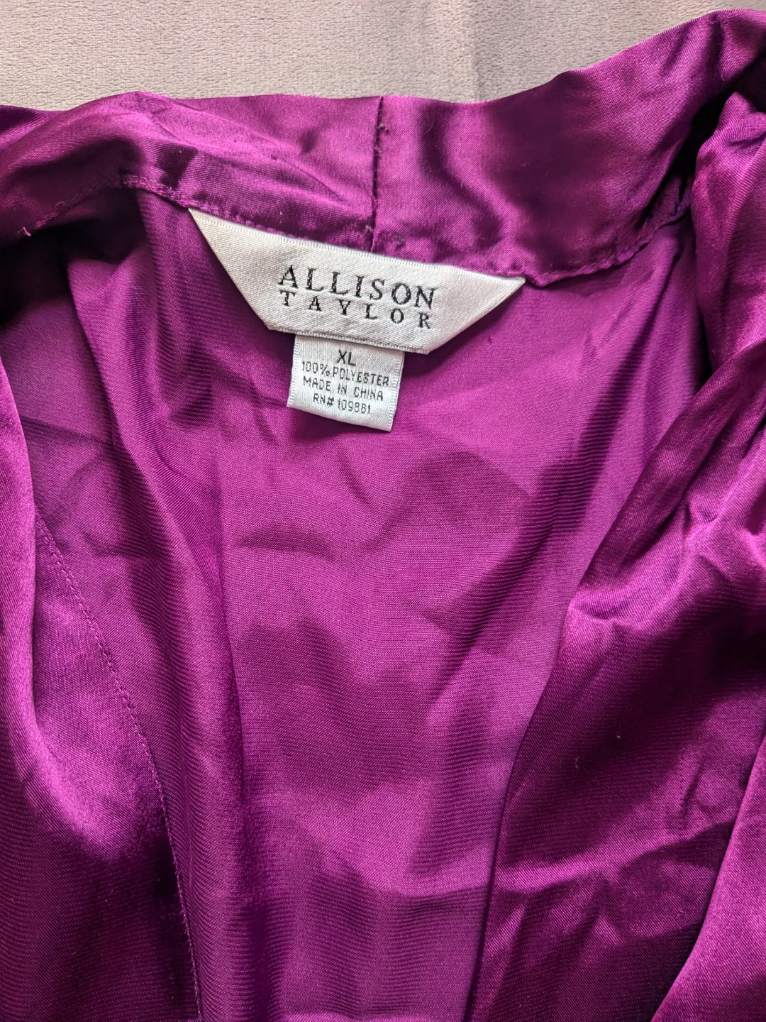 Allison Taylor Purple Satin Smocked Blouse XL - photo 4