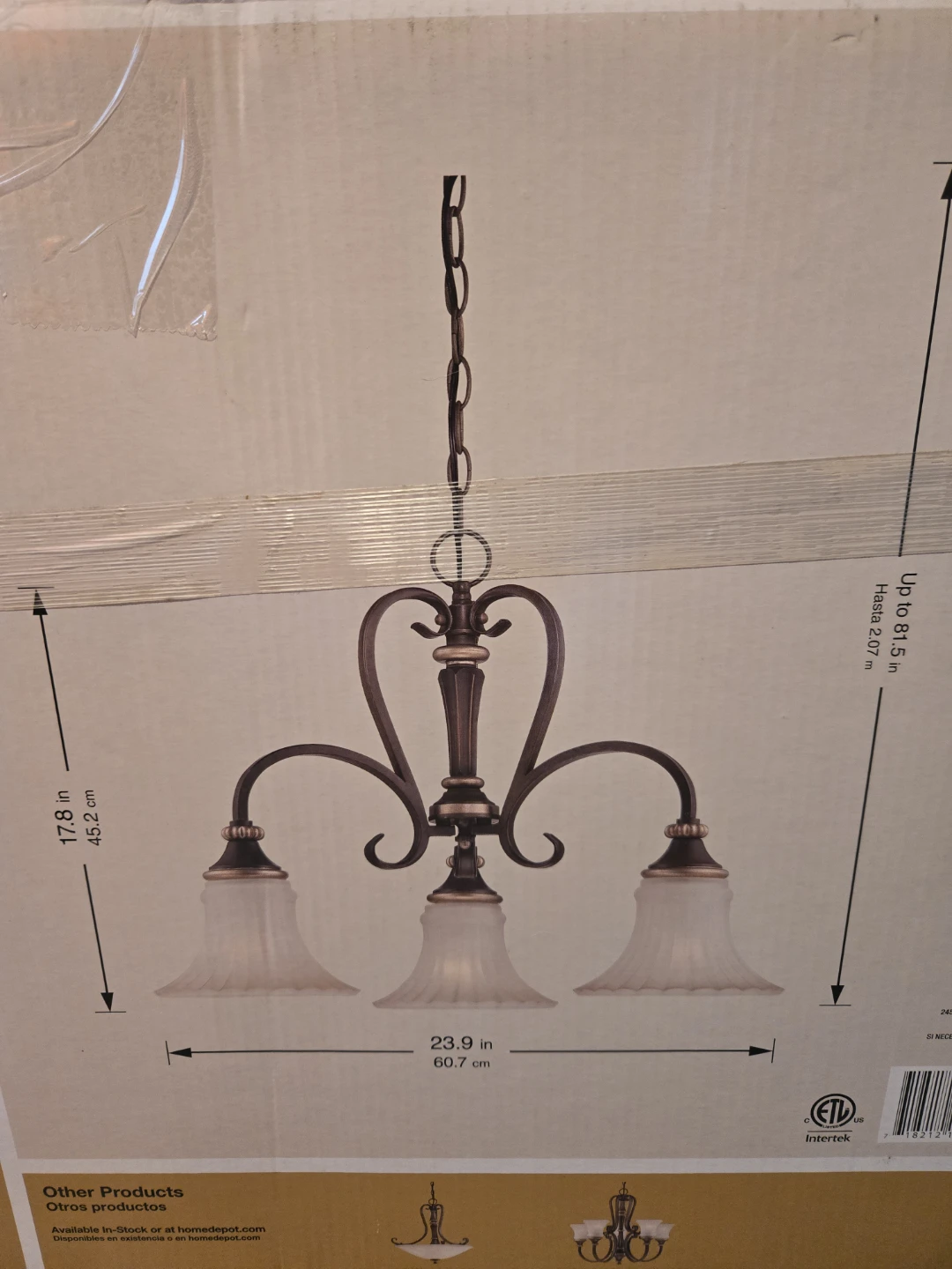 Hampton Bay Reims 3-Light Chandelier - photo 2
