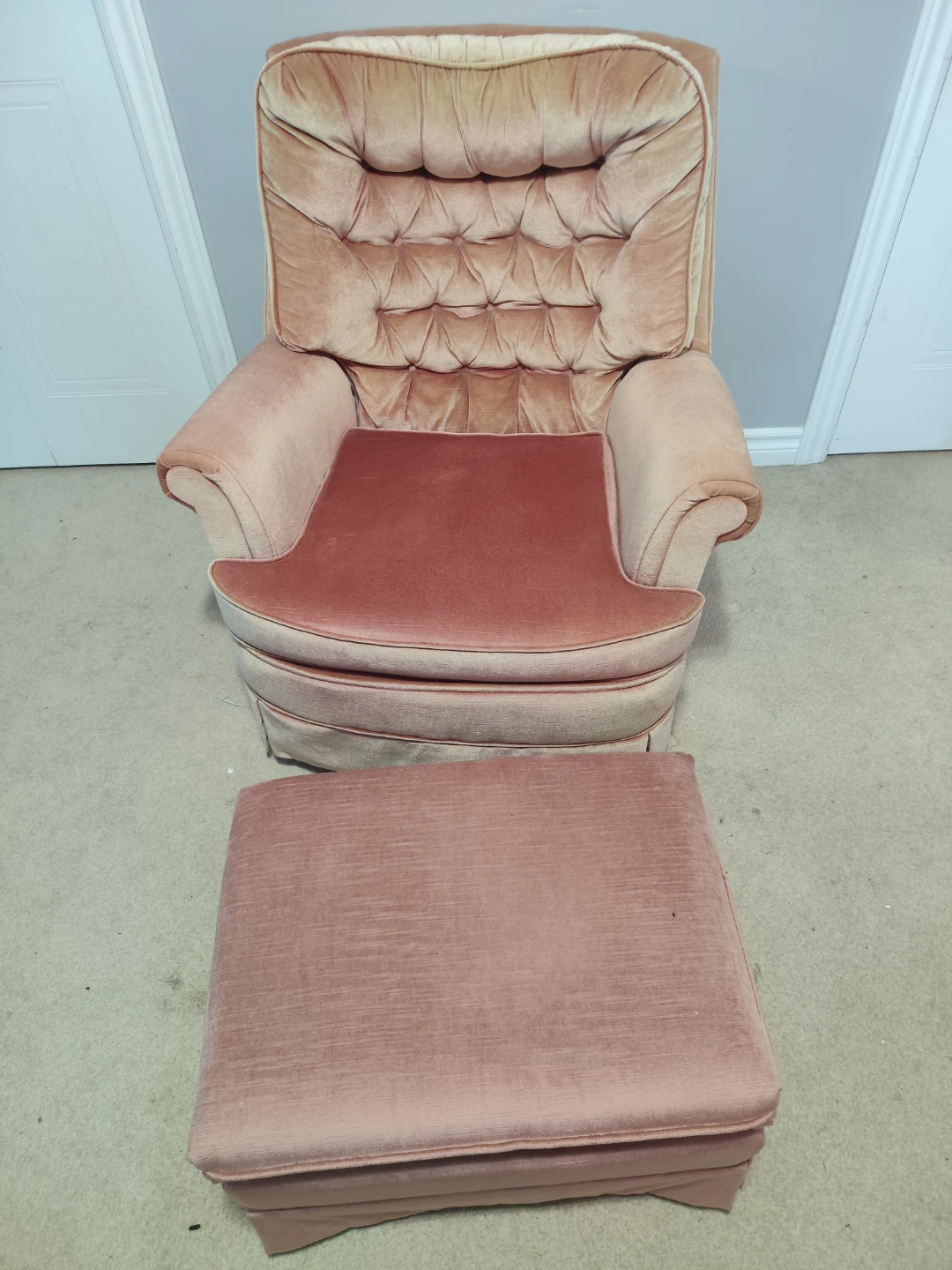 Vintage armchair with ottoman.