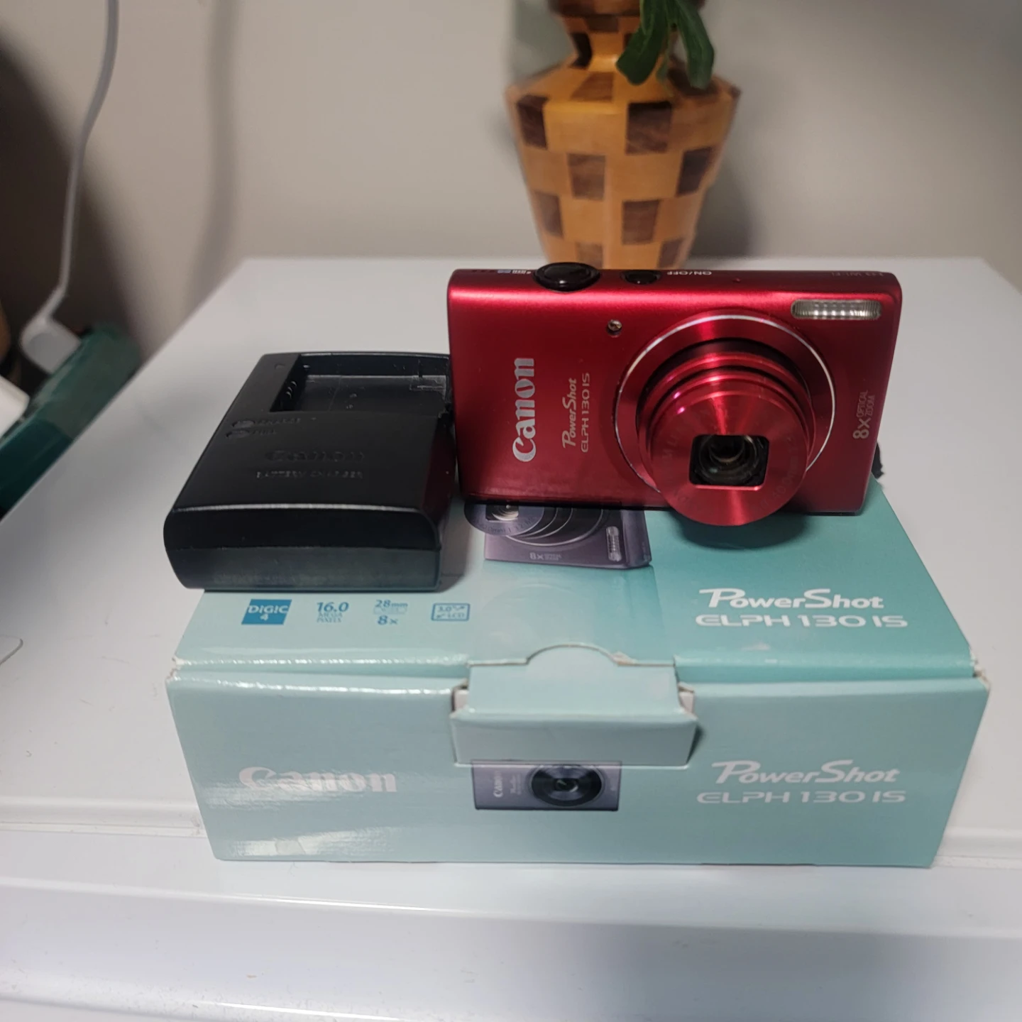 Canon PowerShot ELPH 130 IS Red Digital Camera with Charger
