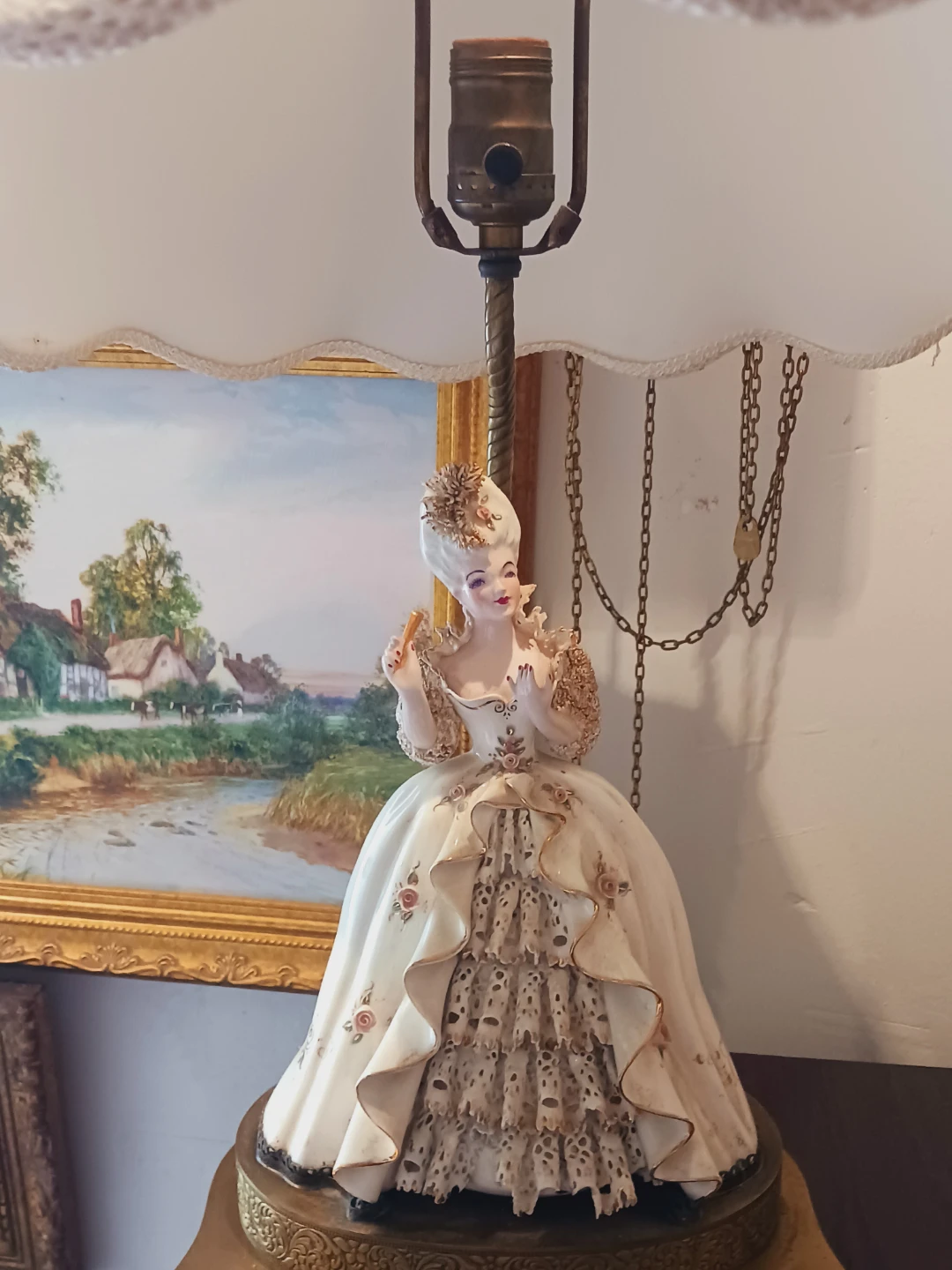 Gorgeous Dresden Porcelain Lamp  Lady Figurine - photo 4