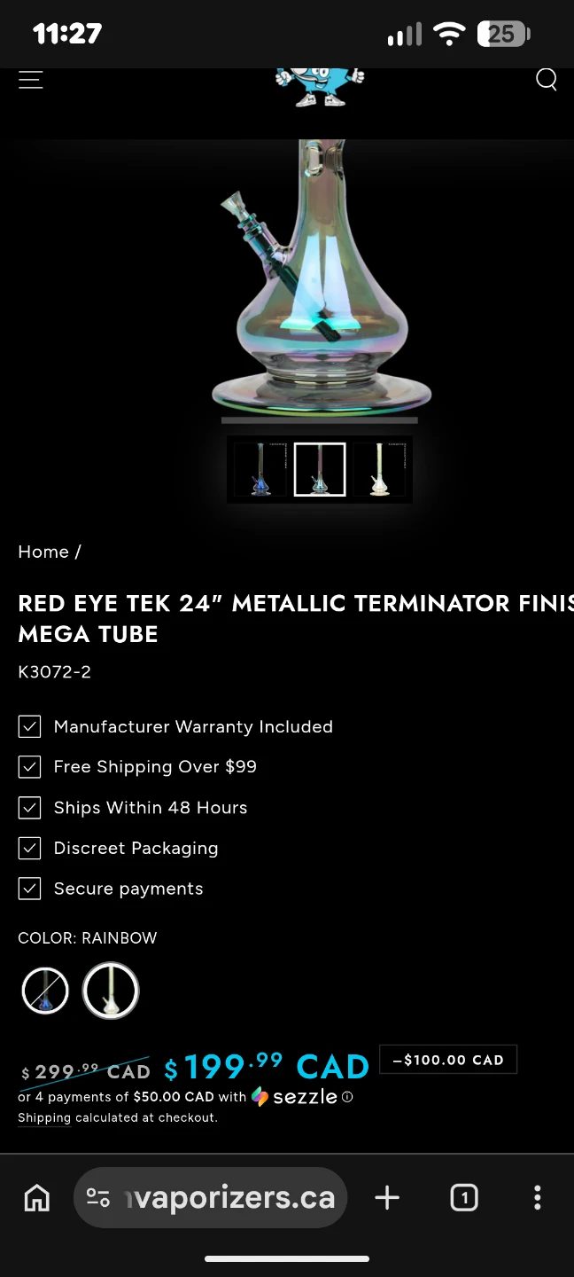 Bong Red Eye Tek 24" Metallic Terminator Mega Tube